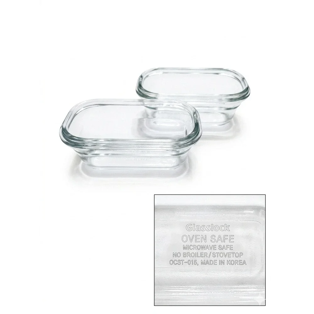 Glasslock OCST-015 Tempered Glass Food Storage Containers Set of 2‎ Korea Clear